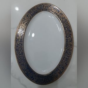 Sango Aristocrat Oval Platter 14 in. Cobalt Blue and Gold band